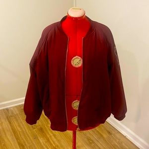 Worn Once! Burgundy Bomber Jacket